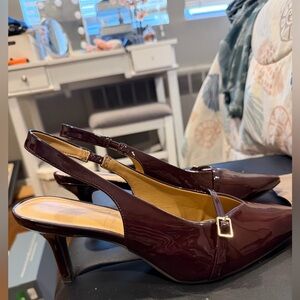 Kohl’s pumps with sling back- burgundy maroon color size 9.5 women’s, never worn